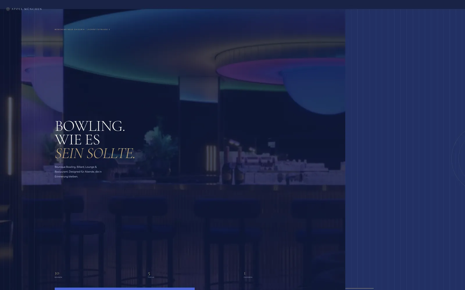 Startseite der Website von Atoll München auf dem Desktop