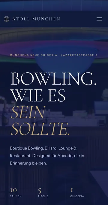Website von Atoll München auf dem Smartphone