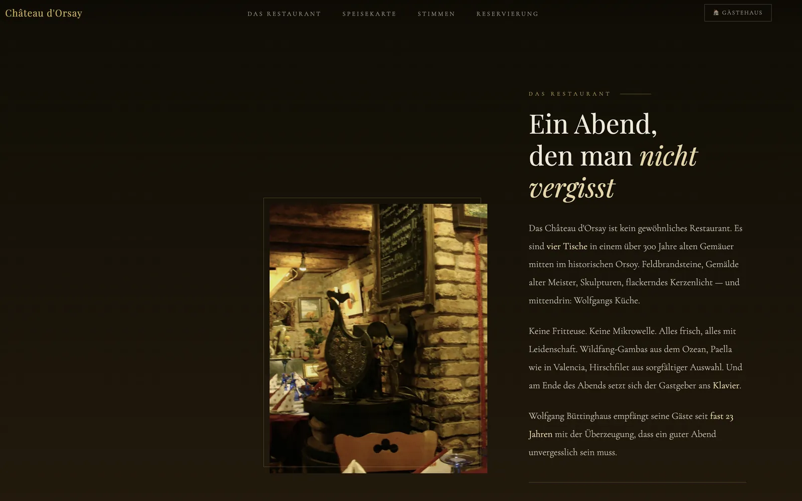 Startseite der Website von Château d’Orsay auf dem Desktop