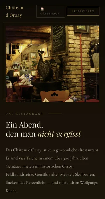 Website von Château d’Orsay auf dem Smartphone